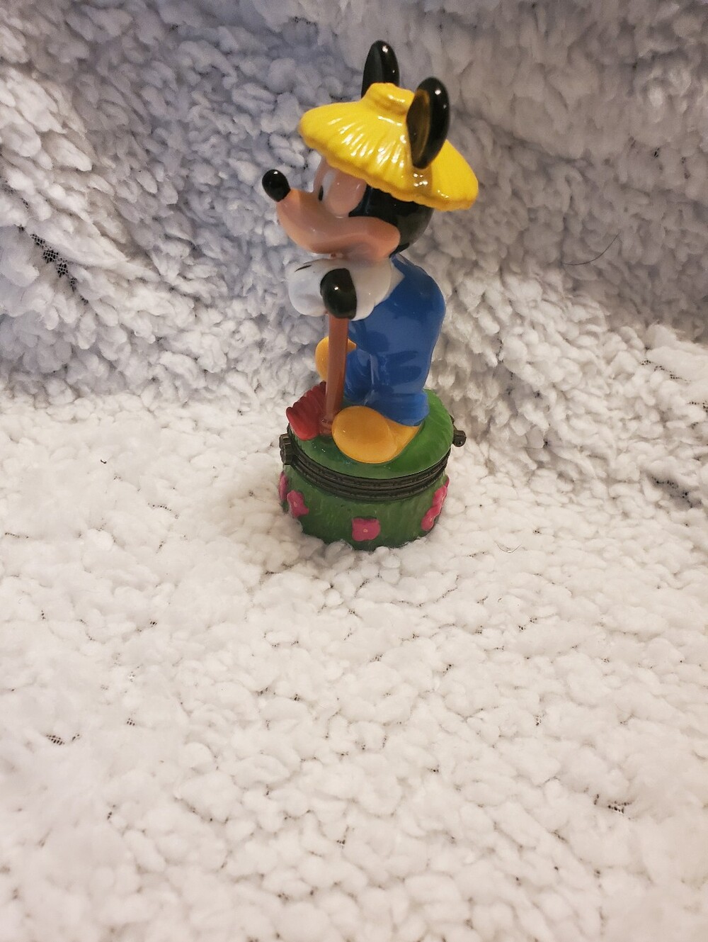 1990s Disney's Mickey Mouse "May" Porcelain Box 4" VTG Gardening Mickey - Picture 2 of 6